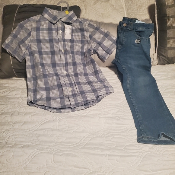 NWT Boys Short Sleev Button Down and Jeans
